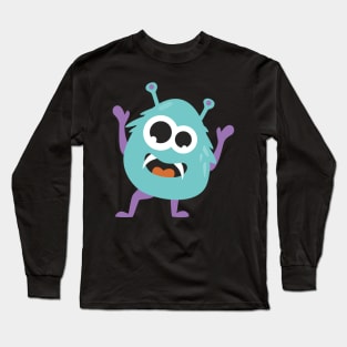 Monster cartoon character with fangs Long Sleeve T-Shirt